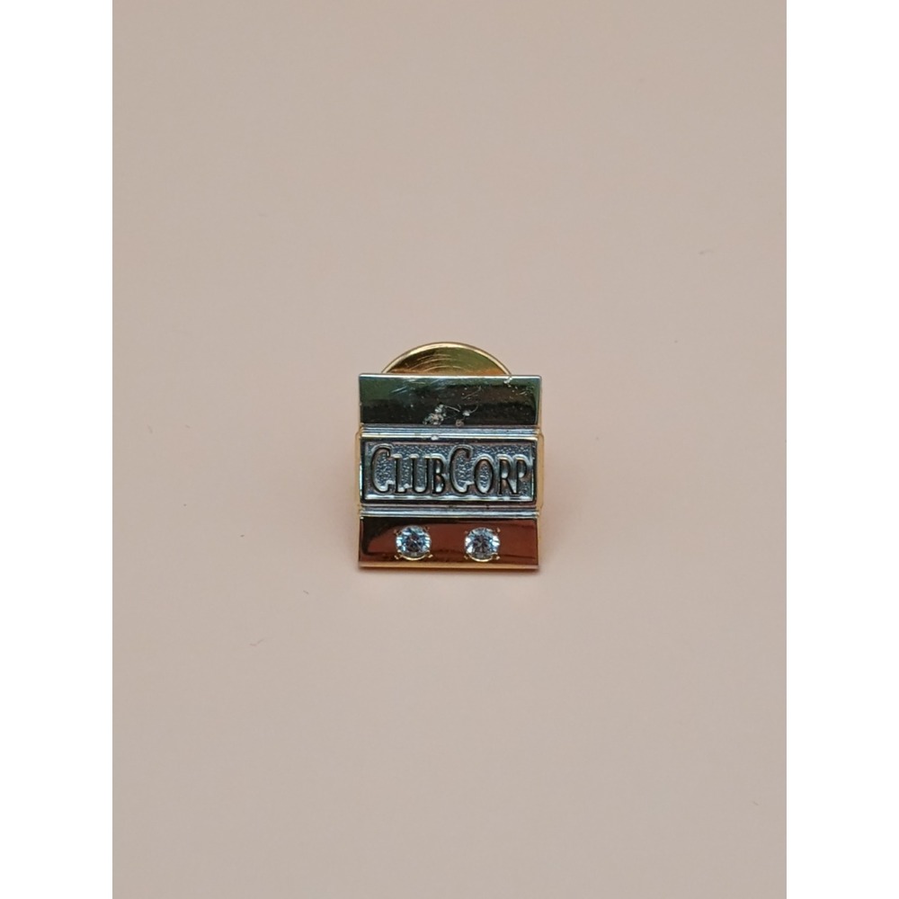 ClubCorp Lapel Pin 1/10 10K Gold Filled Two Tone Corporate Logo Pin with Stones - Picture 1 of 4